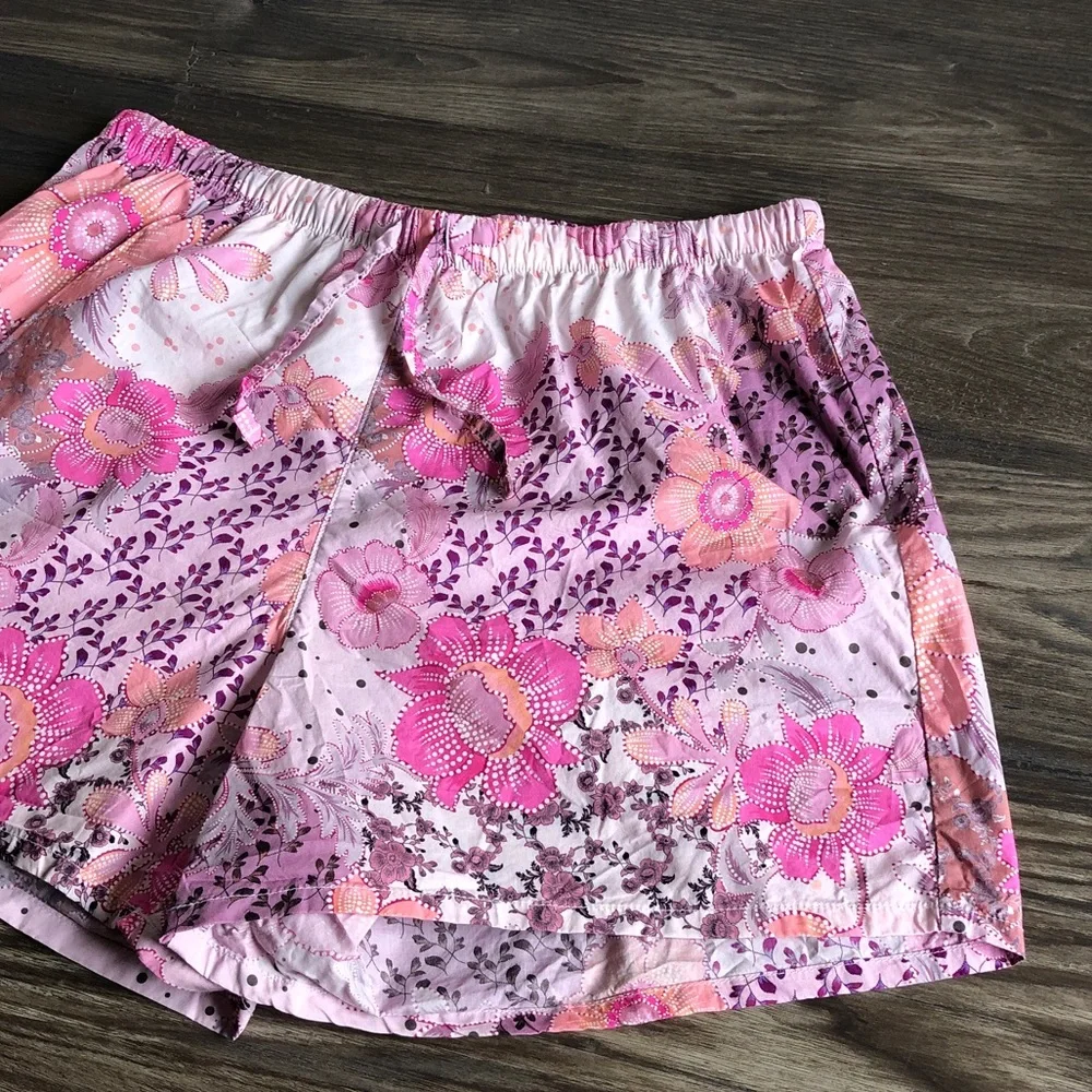 The Cat’s Pajamas Piper Luxe Cotton Shorts Pink Floral Print Medium